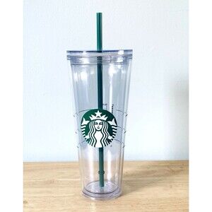 Starbucks Classic Siren Logo  24oz Clear Plastic Cold Cup Tumbler Venti